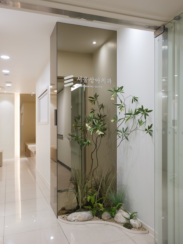 치과 인테리어 시공 사례 - 출입구 브론즈 거울 (서울 송파구)